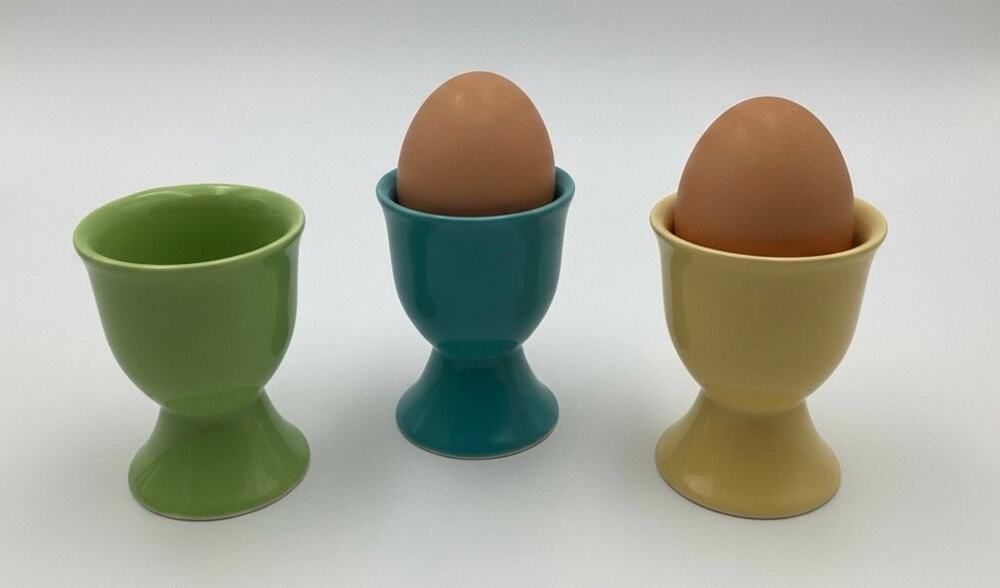 Vintage Crate & Barrel Ceramic Egg Cups Set of 3 – Green, Blue, Yellow Pastels